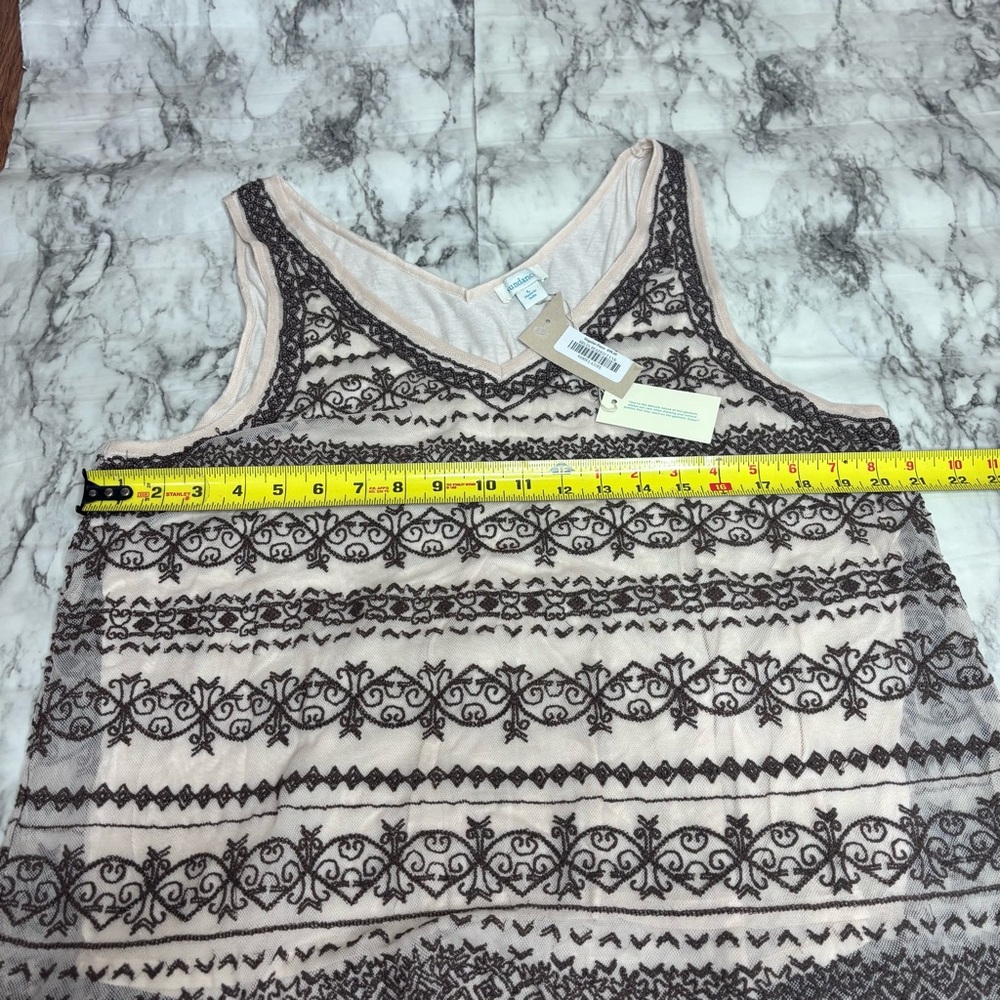 Sundance Catalog Sleeveless Beaded Bruin Beaded Tank cream brown Size large NWT - Picture 7 of 8